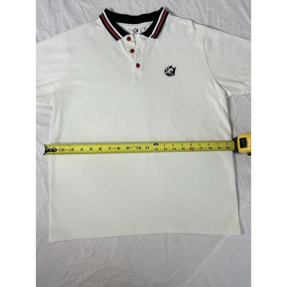 Universal Studios FELIX THE CAT White Polo Shirt Size Small Preppy Tennis Golf‎
